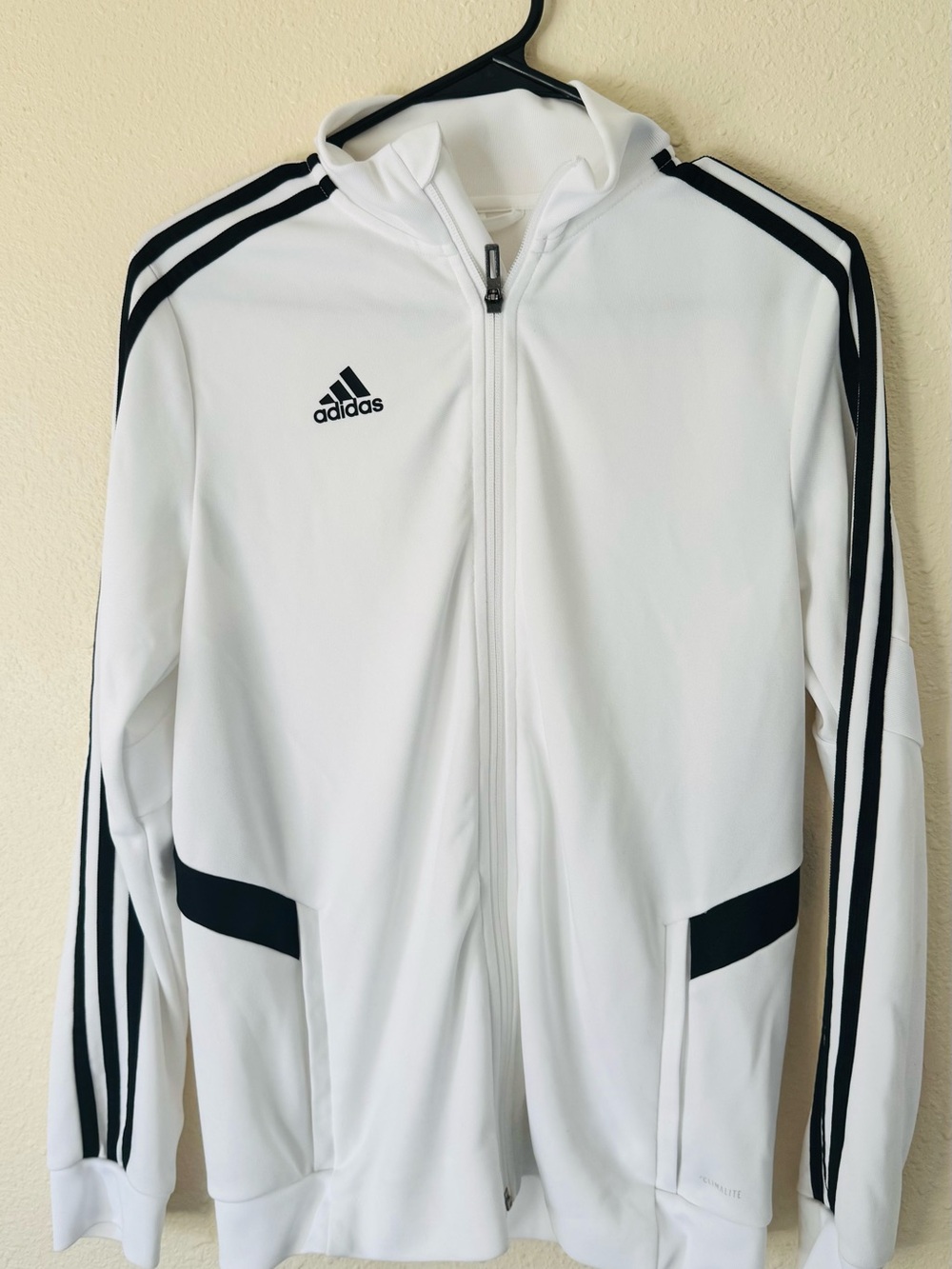 adidas White Track Jacket with Black Three-Stripes